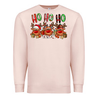 Pale Pink Ho ho ho Reindeer Premium Sweatshirt - NancyCooperArtShop