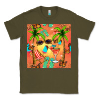 Army Green summer slipper and cocktail seamless pattern Classic Tee - BundleAndBundleShop
