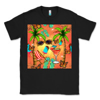 Black summer slipper and cocktail seamless pattern Classic Tee - BundleAndBundleShop