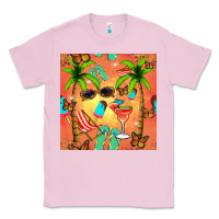 Bubblegum Pink summer slipper and cocktail seamless pattern Classic Tee - BundleAndBundleShop