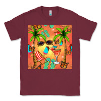 Burgundy summer slipper and cocktail seamless pattern Classic Tee - BundleAndBundleShop