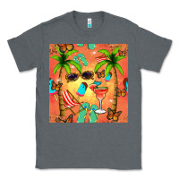 Charcoal Heather summer slipper and cocktail seamless pattern Classic Tee - BundleAndBundleShop