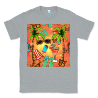 Heather Grey summer slipper and cocktail seamless pattern Classic Tee - BundleAndBundleShop