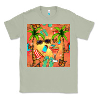 Matcha summer slipper and cocktail seamless pattern Classic Tee - BundleAndBundleShop