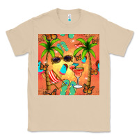 Mushroom summer slipper and cocktail seamless pattern Classic Tee - BundleAndBundleShop
