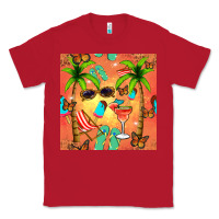 Red summer slipper and cocktail seamless pattern Classic Tee - BundleAndBundleShop