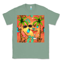 Sage summer slipper and cocktail seamless pattern Classic Tee - BundleAndBundleShop