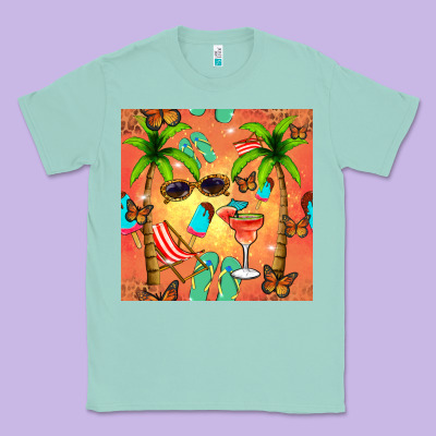Summer Slipper And Cocktail Seamless Pattern Classic Tee Designed By Bundleandbundleshop