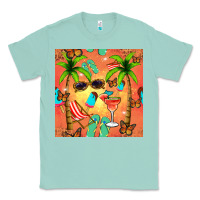Seafoam summer slipper and cocktail seamless pattern Classic Tee - BundleAndBundleShop