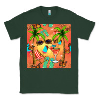 Sports Green summer slipper and cocktail seamless pattern Classic Tee - BundleAndBundleShop