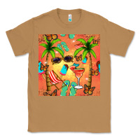 Toasted Coconut summer slipper and cocktail seamless pattern Classic Tee - BundleAndBundleShop