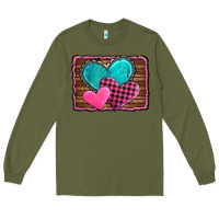 Army Green valentine's day hearts turquoise heart Long Sleeve Tee - AdoDesignShop