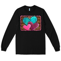 Black valentine's day hearts turquoise heart Long Sleeve Tee - AdoDesignShop