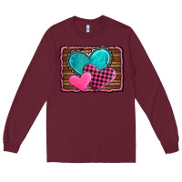 Burgundy valentine's day hearts turquoise heart Long Sleeve Tee - AdoDesignShop