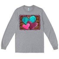 Heather Grey valentine's day hearts turquoise heart Long Sleeve Tee - AdoDesignShop