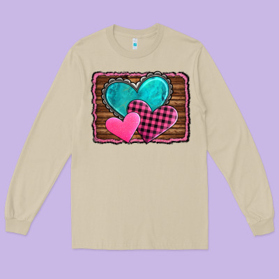 Valentine's Day Hearts Turquoise Heart Long Sleeve Tee Designed By Adodesignshop
