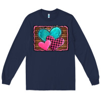 Navy valentine's day hearts turquoise heart Long Sleeve Tee - AdoDesignShop