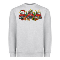 Heather Grey christmas trucks Heavyweight Sweatshirt - FaDigitalArtStudio