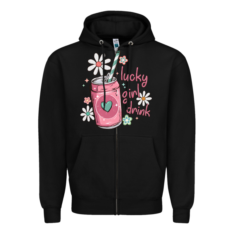 Lucky Girl Drink Zipper Hoodie by MaliasSmallBusiness | Teevron