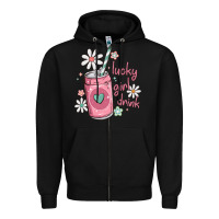 Black lucky girl drink Zipper Hoodie - MaliasSmallBusiness