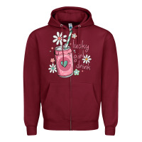 Burgundy lucky girl drink Zipper Hoodie - MaliasSmallBusiness