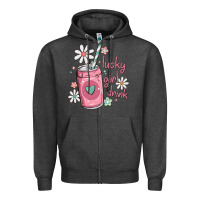 Charcoal Heather lucky girl drink Zipper Hoodie - MaliasSmallBusiness