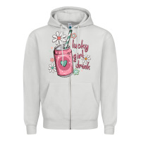 Dove Grey lucky girl drink Zipper Hoodie - MaliasSmallBusiness