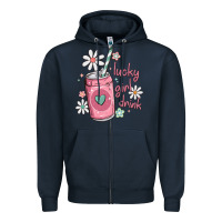 Navy lucky girl drink Zipper Hoodie - MaliasSmallBusiness