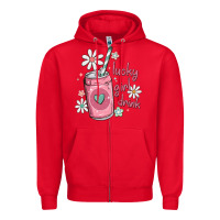 Red lucky girl drink Zipper Hoodie - MaliasSmallBusiness