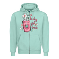 Seafoam lucky girl drink Zipper Hoodie - MaliasSmallBusiness