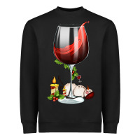 Black christmas wine glass Heavyweight Sweatshirt - FaDigitalArtStudio