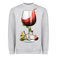 Heather Grey christmas wine glass Heavyweight Sweatshirt - FaDigitalArtStudio