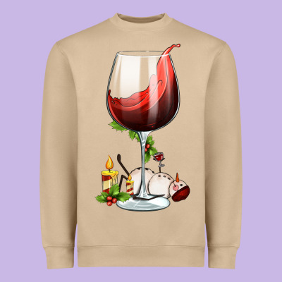 Christmas Wine Glass Heavyweight Sweatshirt Designed By Fadigitalartstudio