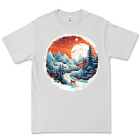 Dove Grey deer snow house design Premium Tee - Unal Design