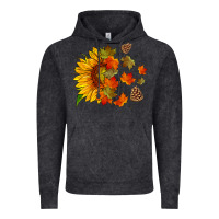 Vintage Black sunflower and autumn leaves Vintage Hoodie - HRA Design Shop