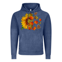 Vintage Denim sunflower and autumn leaves Vintage Hoodie - HRA Design Shop