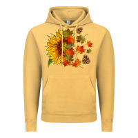 Vintage Mustard sunflower and autumn leaves Vintage Hoodie - HRA Design Shop