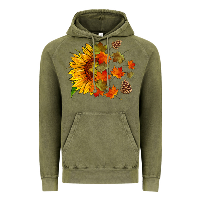 Sunflower And Autumn Leaves Vintage Hoodie by HRA Design Shop | Teevron
