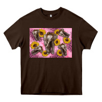 Chocolate Brown Baby elephant sunflowers kid's bottle Heavy Core Tee - Artiststas