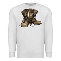 Oatmeal Heather soldier veteran boots Premium Sweatshirt - MaliasSmallBusiness