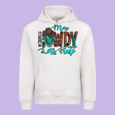 Western More Howdy Less Hate Cowboy Hat Gemstone Urban Hoodie Designed By Howdyjamesfarm