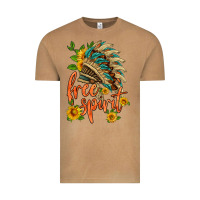 Free Spirit Sunflower And Indian Headdress Vintage Tee | Teevron