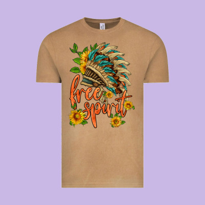 Free Spirit Sunflower And Indian Headdress Vintage Tee Designed By Hra Design Shop