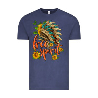 Vintage Denim free spirit sunflower and indian headdress Vintage Tee - HRA Design Shop