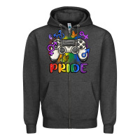 Charcoal Heather gaymer pride Zipper Hoodie - MaliasSmallBusiness