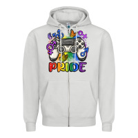 Dove Grey gaymer pride Zipper Hoodie - MaliasSmallBusiness