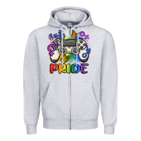 Heather Grey gaymer pride Zipper Hoodie - MaliasSmallBusiness