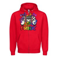 Red gaymer pride Zipper Hoodie - MaliasSmallBusiness