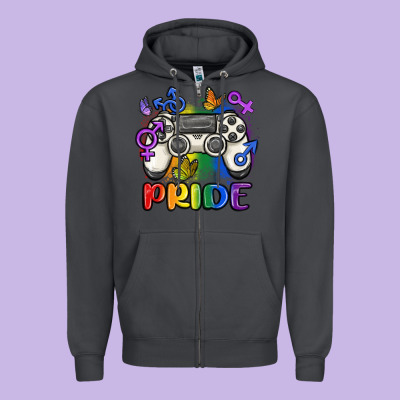 Gaymer Pride Zipper Hoodie Designed By Maliassmallbusiness