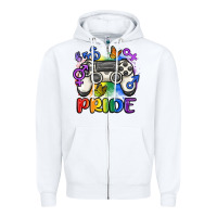 White gaymer pride Zipper Hoodie - MaliasSmallBusiness